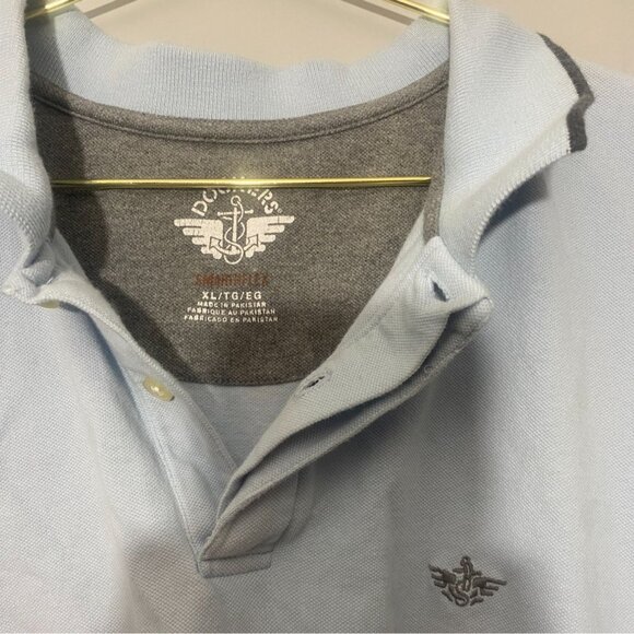 Dockers Mens Polo Shirt XLT Vintage Light Blue Embroidered Logo - Picture 3 of 4